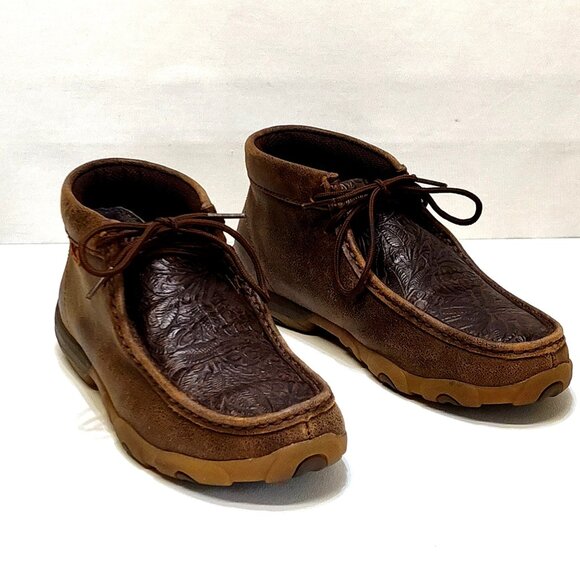 Twisted X Boots Chukka Driving Moc Sz 6M Floral Embossed Genuine Leather WDM0079 - Picture 3 of 11